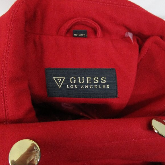 GUESS Los Angeles Plus Size Red Belted Wool Pea Coat Top Coat Size XXL - Picture 12 of 15